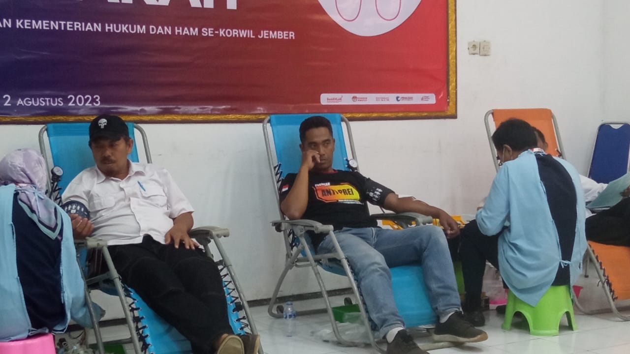 Sambut Hari Kemerdekaan RI, 17 Agustus 2023, Bapas Jember Sumbang 44 Kantong Darah Ke UDD PMI Kabupaten Jember 