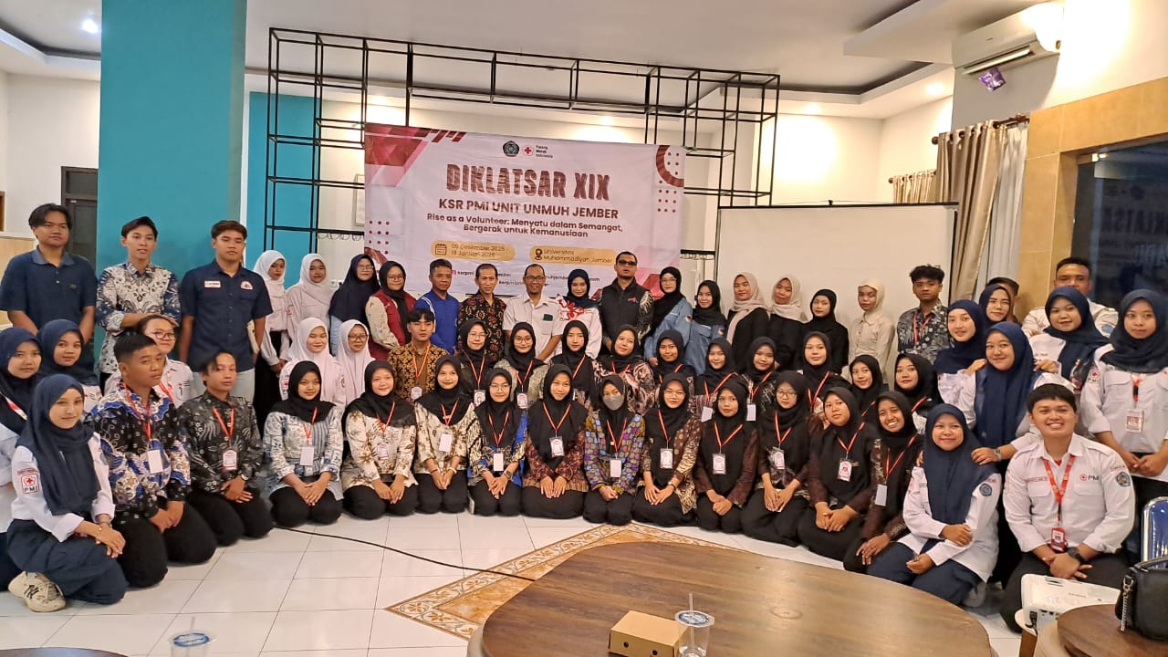 KSR UNIT PMI UNMUH JEMBER BERSIAP HADAPI BENCANA:  BENTUK RELAWAN MUDA YANG TAKTIS DAN KOMPETEN MELALUI DIKLATSAR KE-19