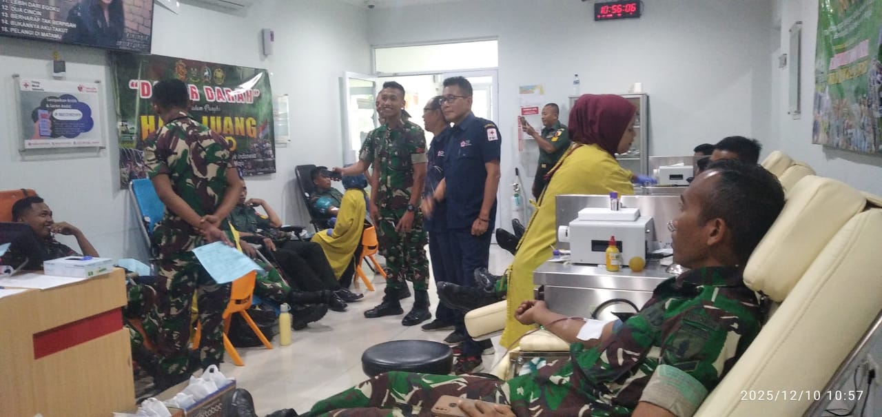 Hari Juang TNI AD, Ratusan Prajurit Sedekah Darah Di Jember
