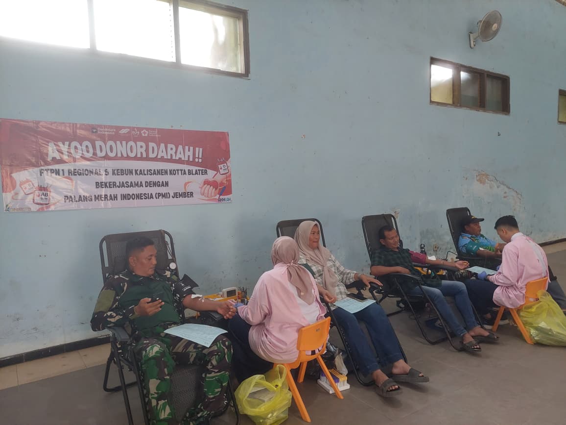 PTPN 1 REGIONAL 5 UNIT KEBUN KALISASEN KOTTA BLATER KEMBALI GELAR DONOR DARAH, SUMBANG PULUHAN KANTONG KE UDD PMI
