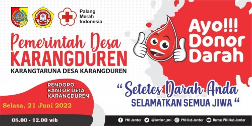 Jaga Stok Darah,  PMI Kabupaten Jember Aktif Dirikan Kampung Donor, UPT Transfusi Darah Dinkes Provinsi Sulsel Belajar Di Kampung Donor Karangduren Jember